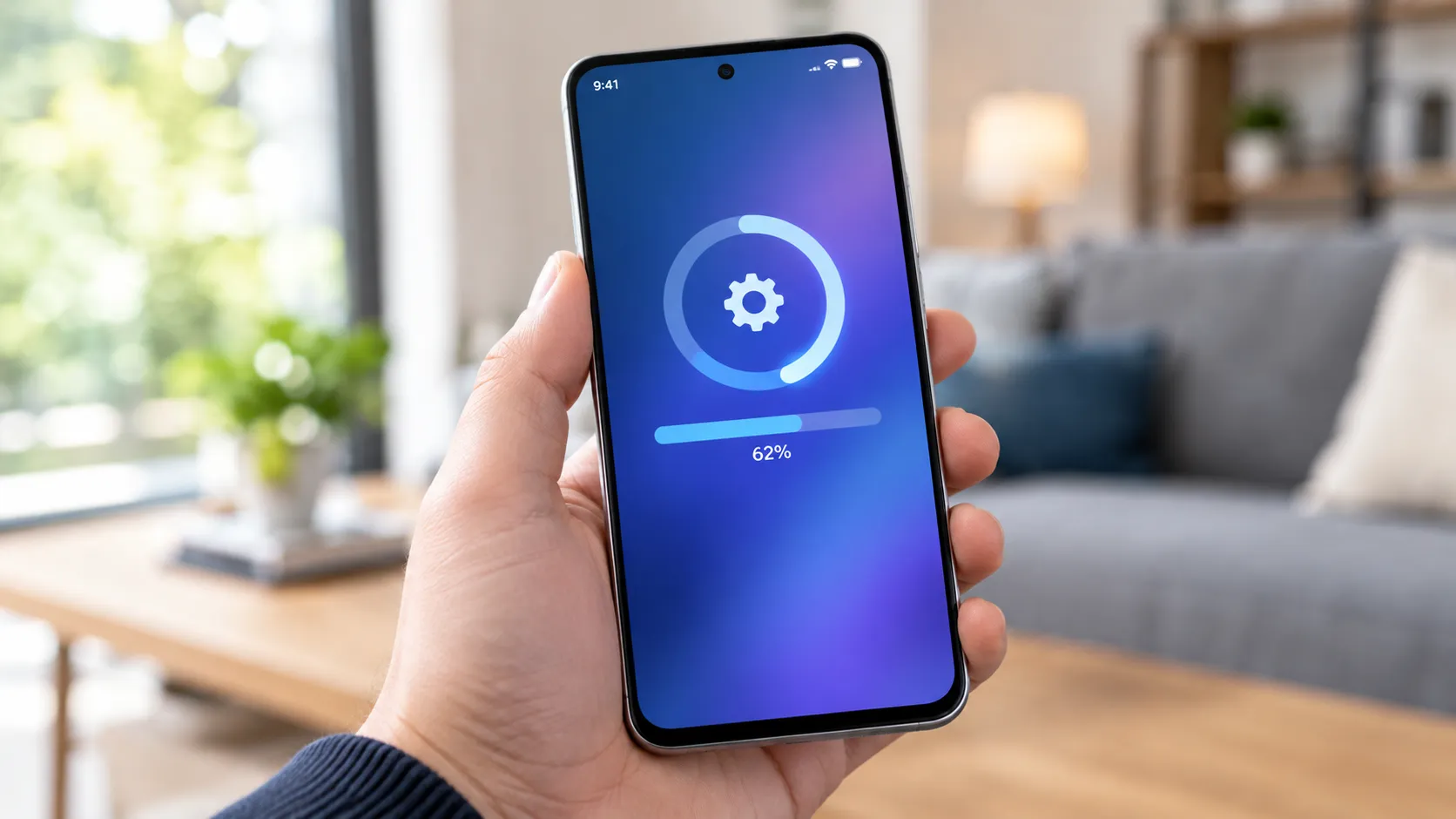 Galaxy A56 software update screen showing a large download